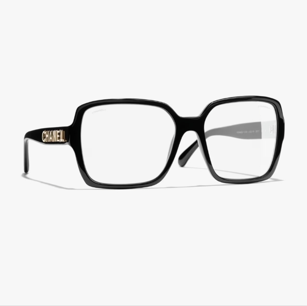 CHANEL Black Eyeglasses with Gold Logo - Picture 6 of 16